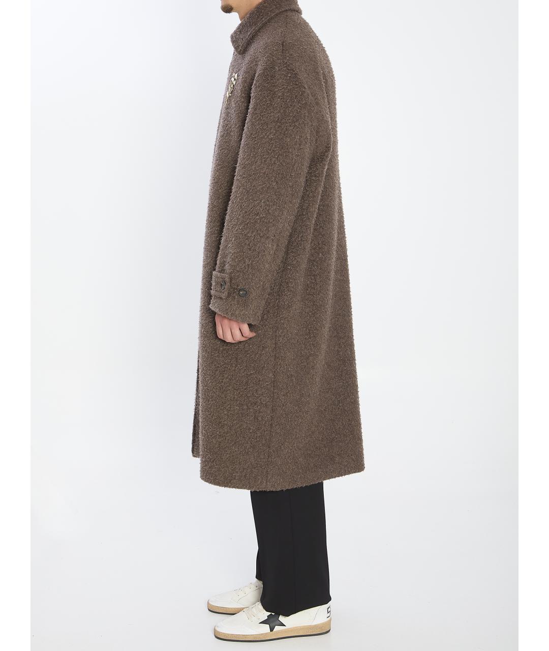 GOLDEN GOOSE DELUXE BRAND Коричневое шерстяное пальто, фото 4
