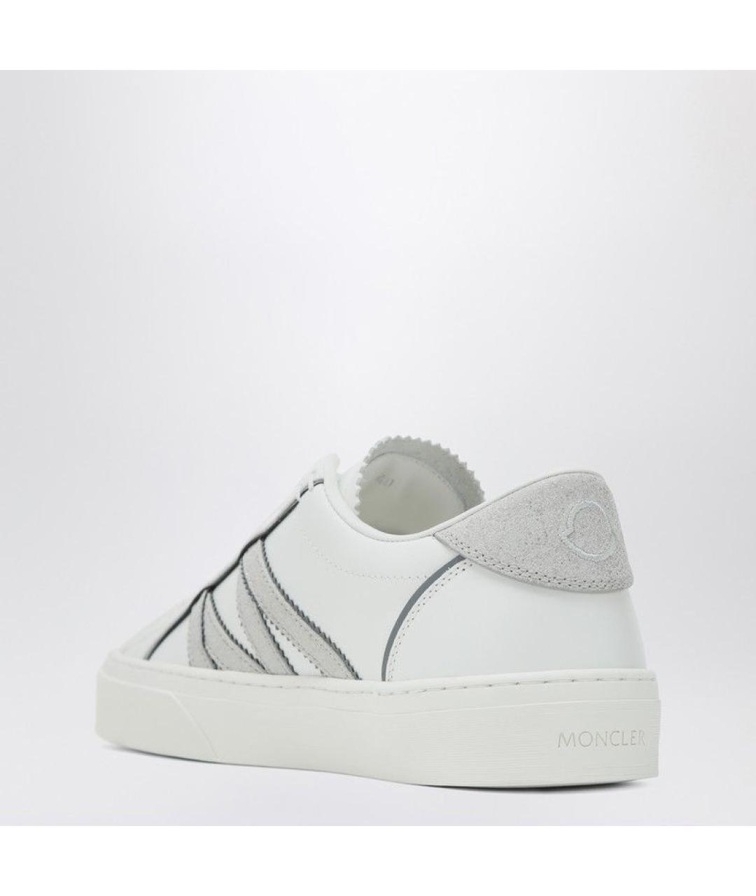 MONCLER Белые кожаные кроссовки, фото 3