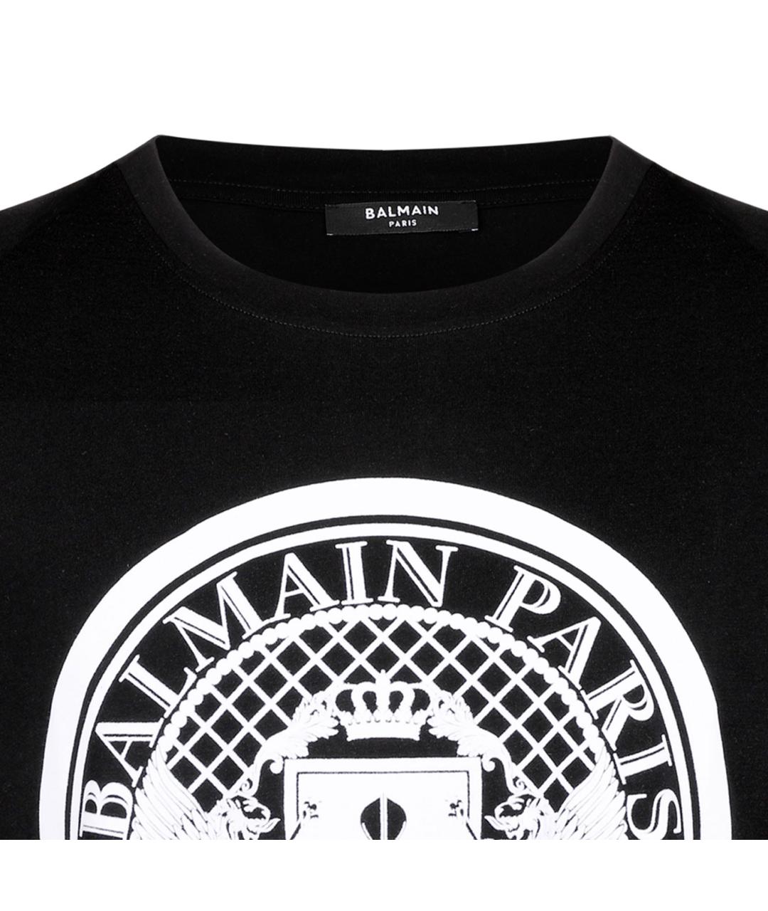 BALMAIN Черная хлопковая футболка, фото 3