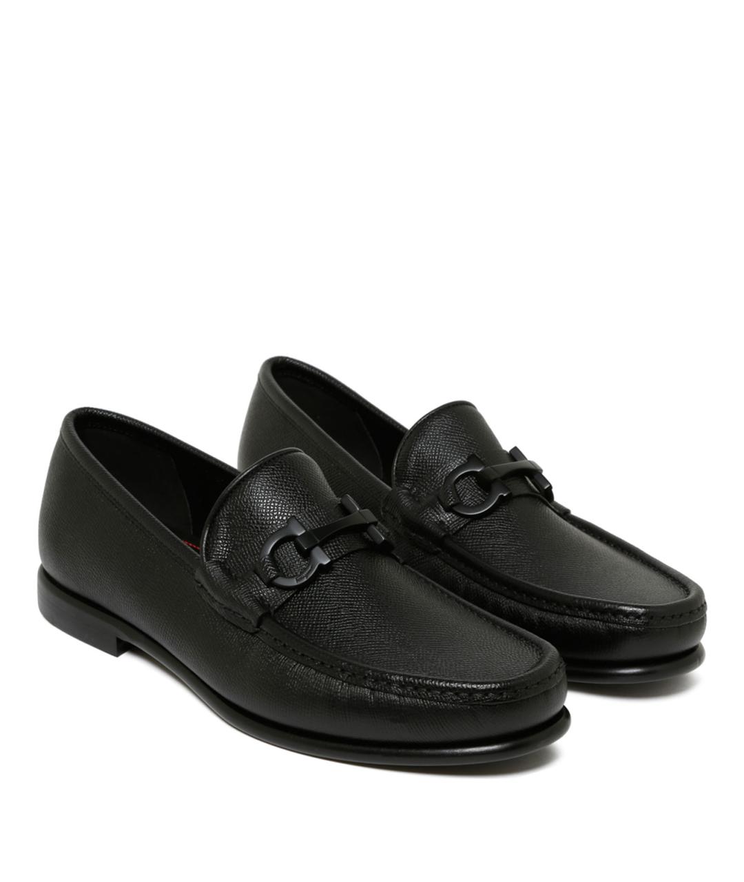 FERRAGAMO Черные кожаные лоферы, фото 2