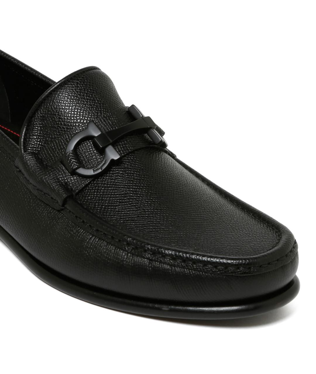 FERRAGAMO Черные кожаные лоферы, фото 4