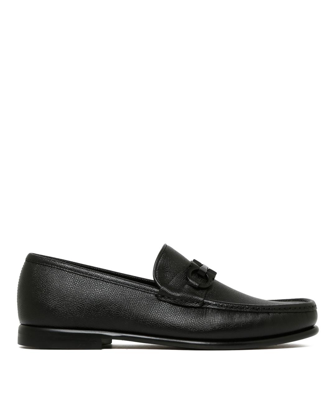 FERRAGAMO Черные кожаные лоферы, фото 1