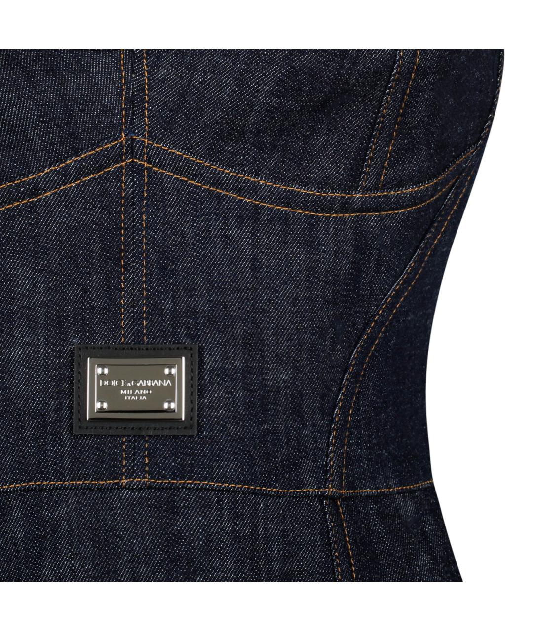 DOLCE&GABBANA Темно-синее деним повседневное платье, фото 4