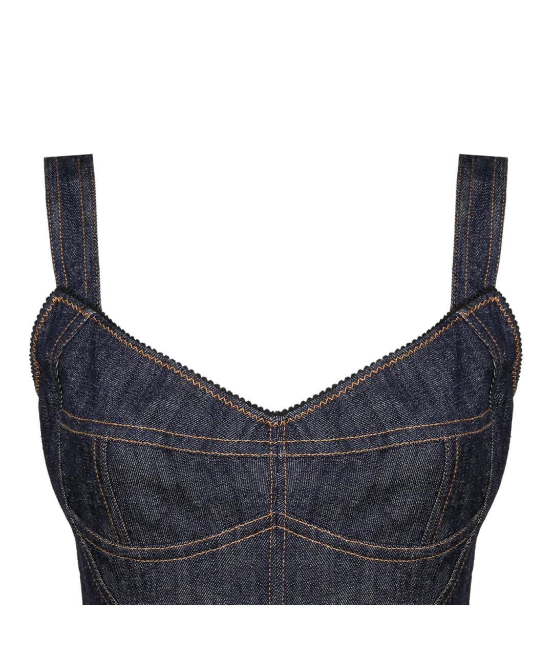 DOLCE&GABBANA Темно-синее деним повседневное платье, фото 3