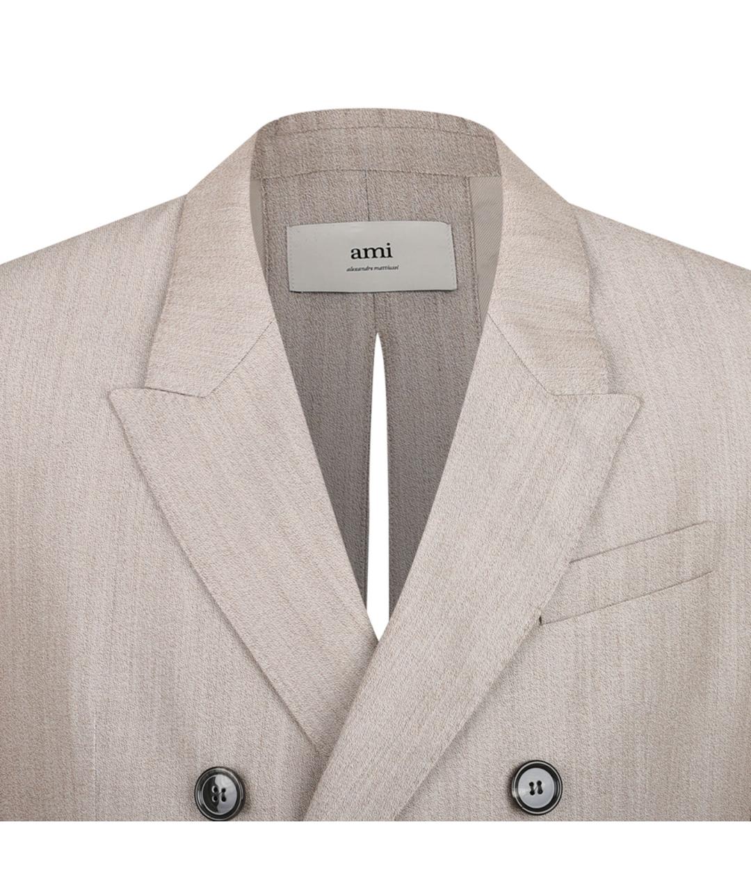 Ami Paris Бежевый шерстяной пиджак, фото 3