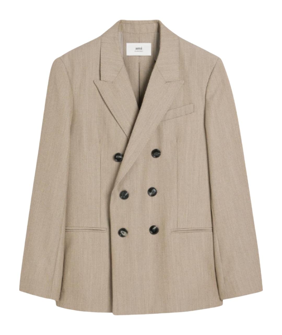 Ami Paris Бежевый шерстяной пиджак, фото 1