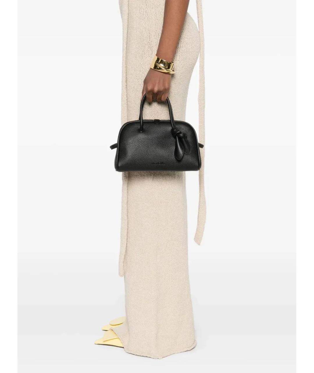 JACQUEMUS Черная кожаная сумка с короткими ручками, фото 6
