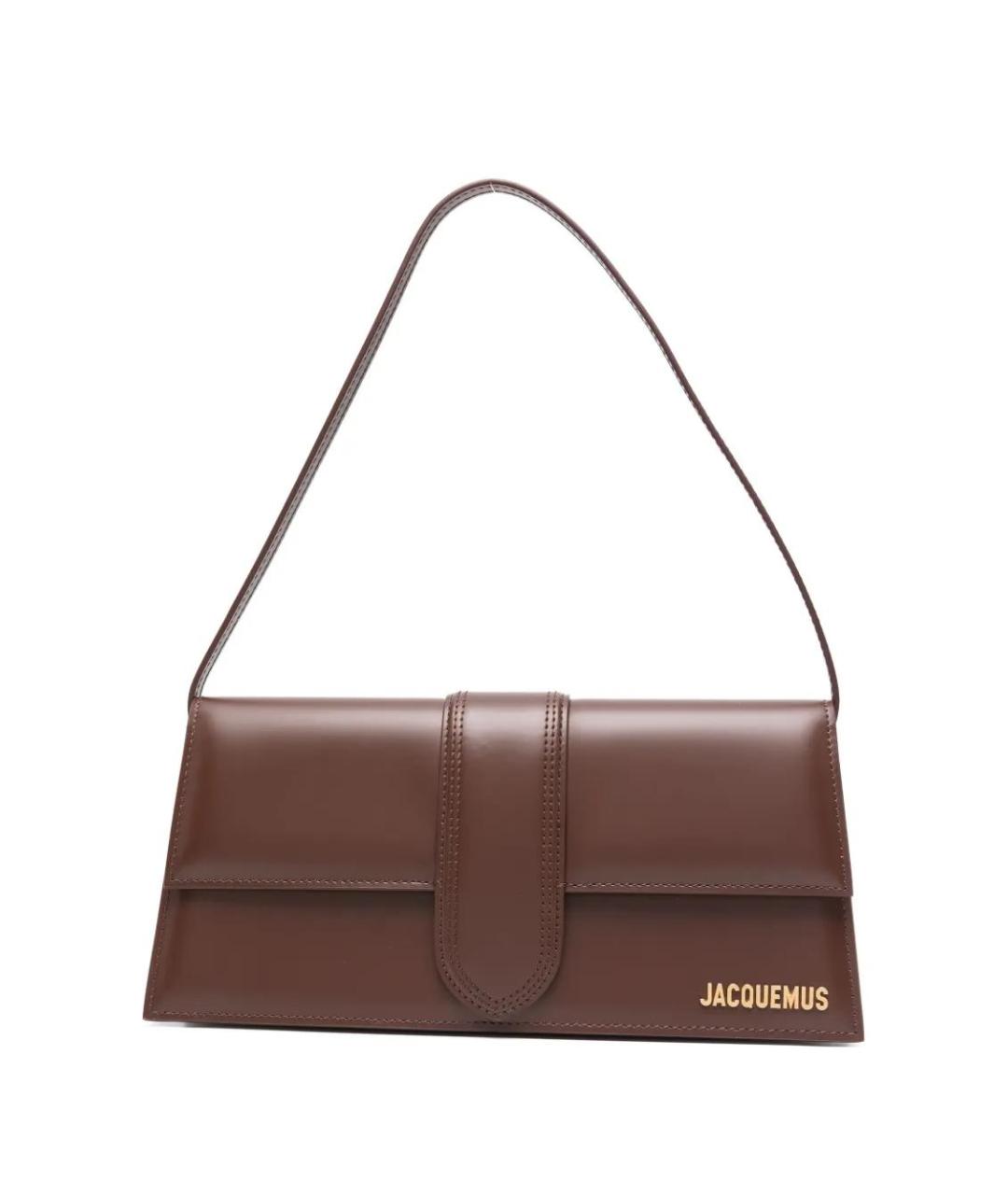 JACQUEMUS Коричневая кожаная сумка с короткими ручками, фото 1