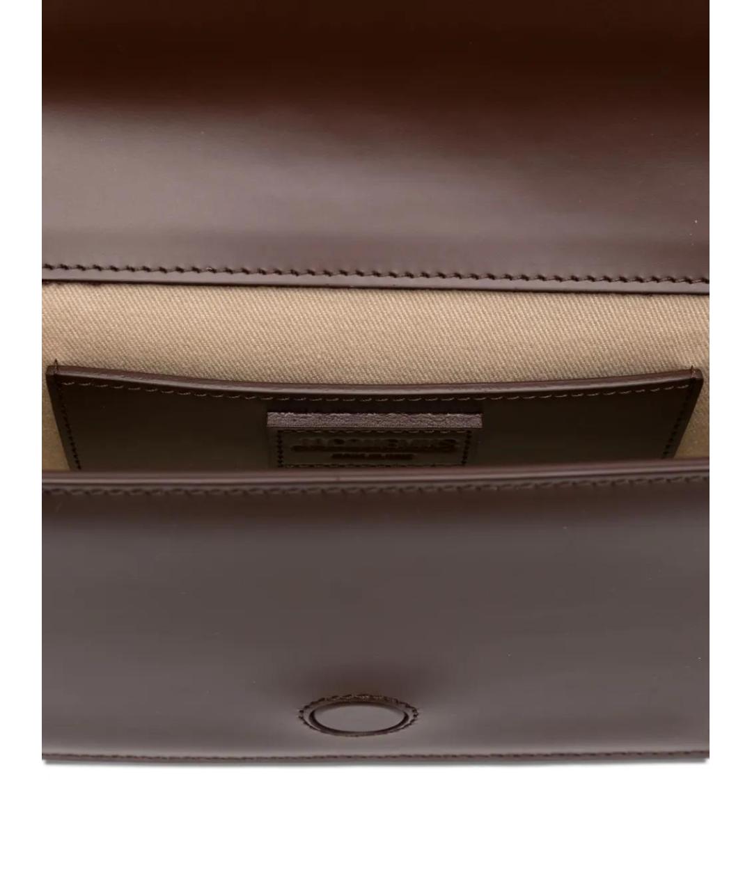 JACQUEMUS Коричневая кожаная сумка с короткими ручками, фото 5