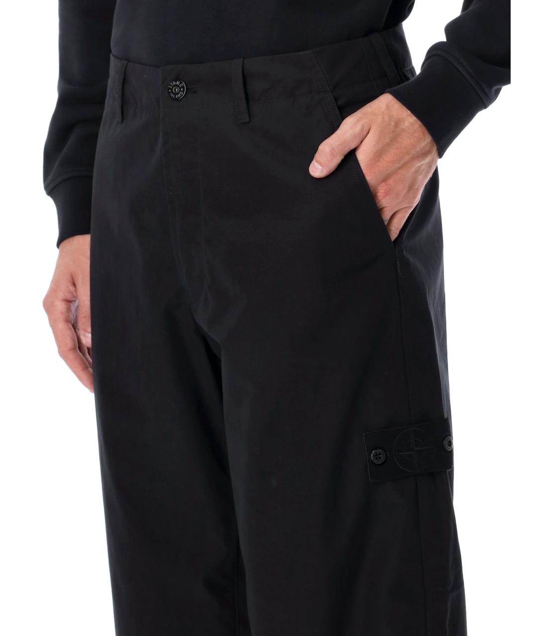 STONE ISLAND Черные хлопковые повседневные брюки, фото 4