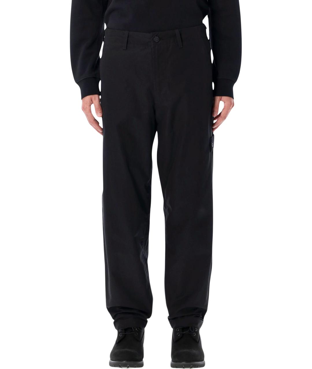 STONE ISLAND Черные хлопковые повседневные брюки, фото 2