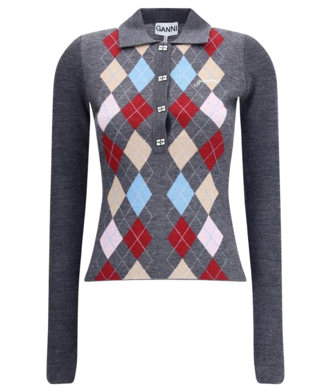 GANNI Серый шерстяной джемпер / свитер, фото 1