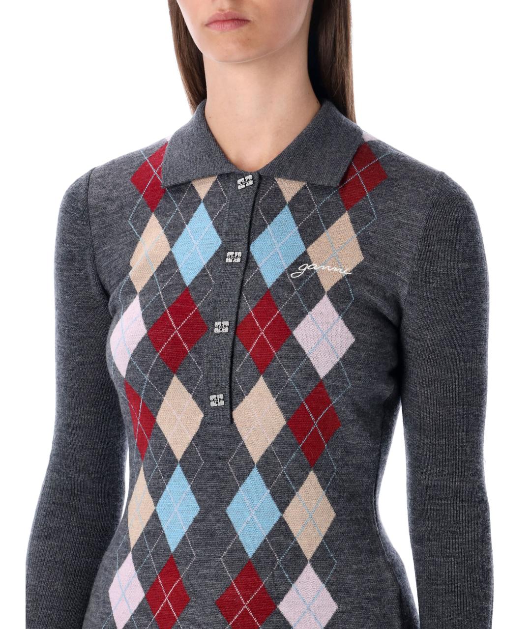 GANNI Серый шерстяной джемпер / свитер, фото 4