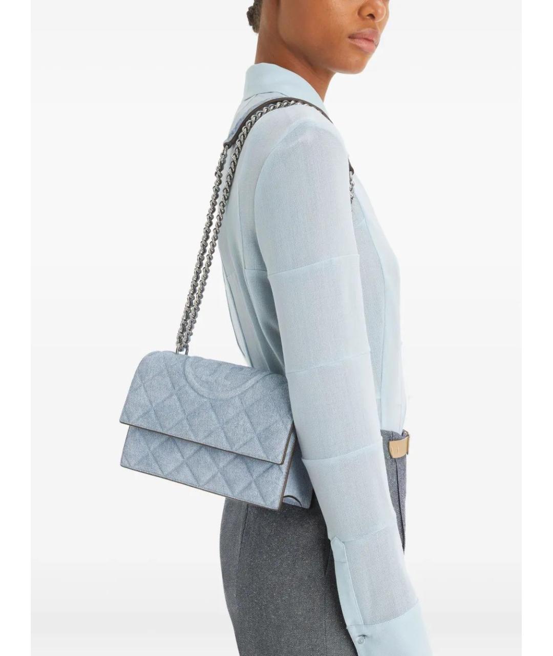 TORY BURCH Голубая замшевая сумка через плечо, фото 2