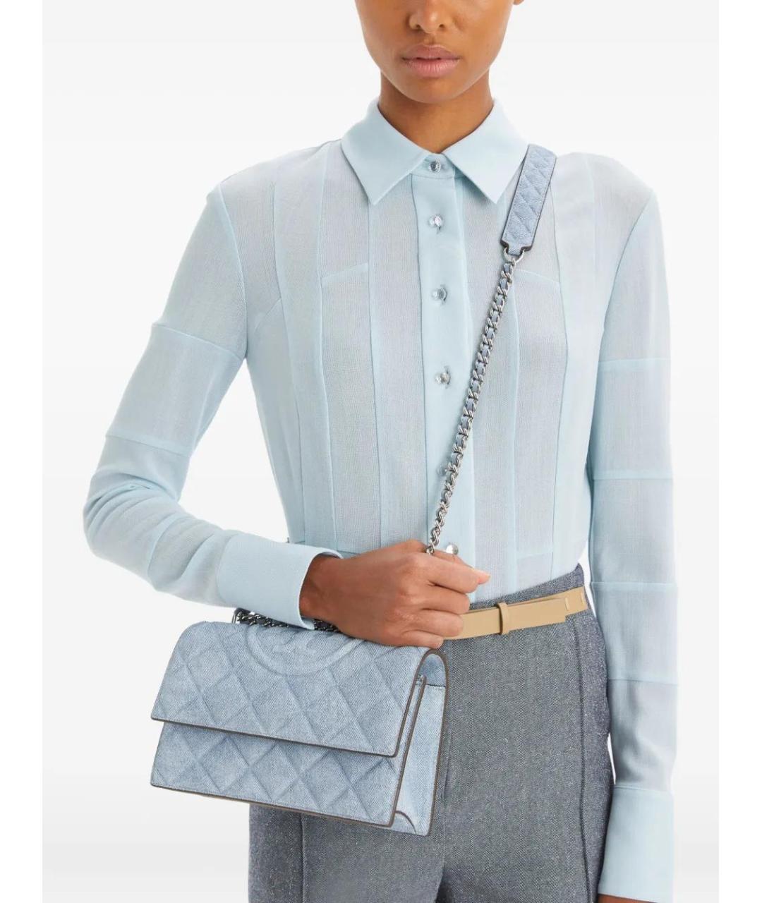 TORY BURCH Голубая замшевая сумка через плечо, фото 3