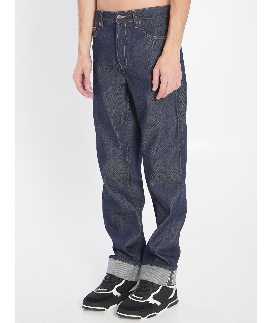 GUCCI Синие хлопковые прямые джинсы, фото 3