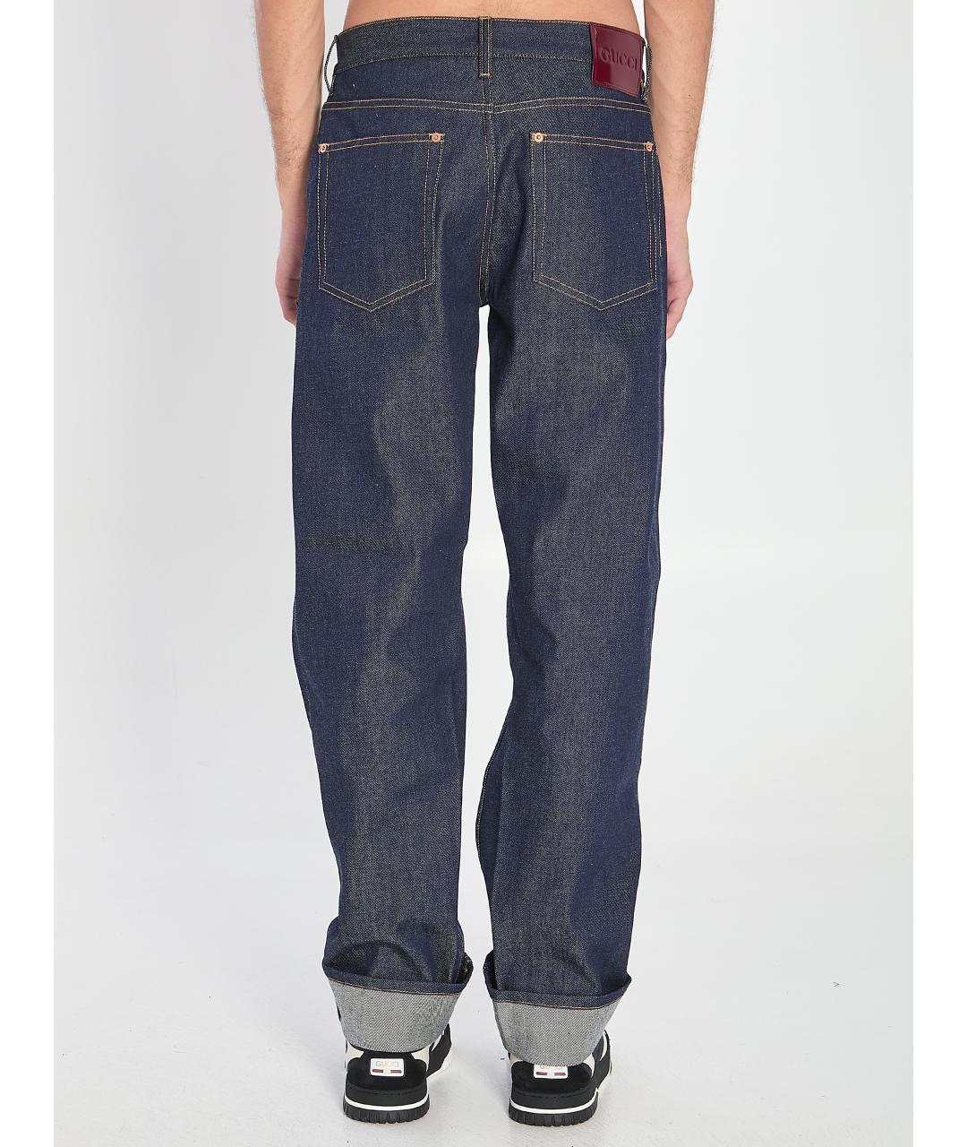 GUCCI Синие хлопковые прямые джинсы, фото 5