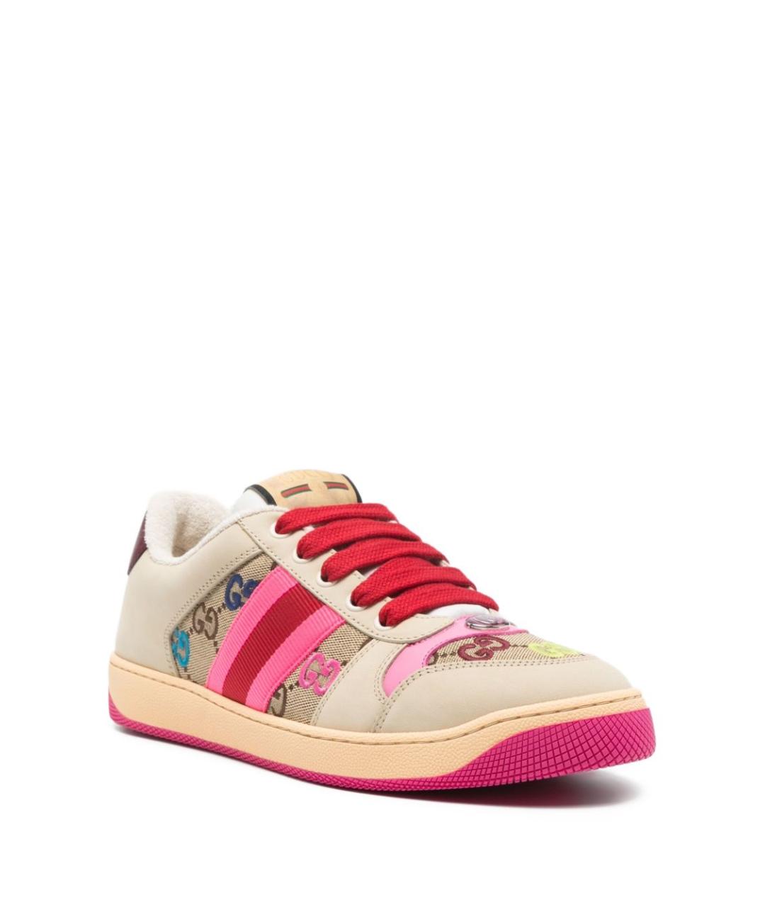 GUCCI Розовые кожаные кеды, фото 4