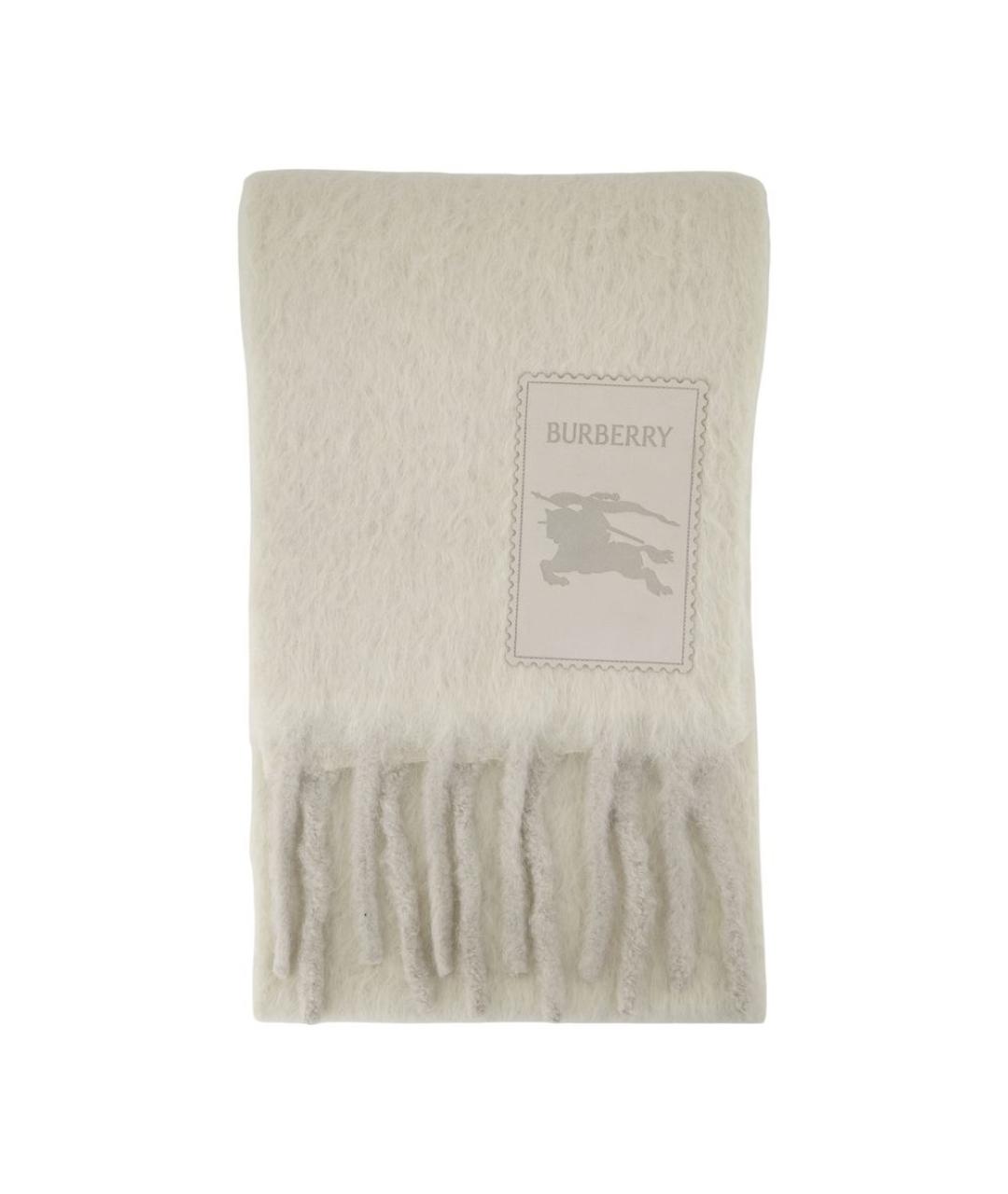BURBERRY Белый шерстяной шарф, фото 1
