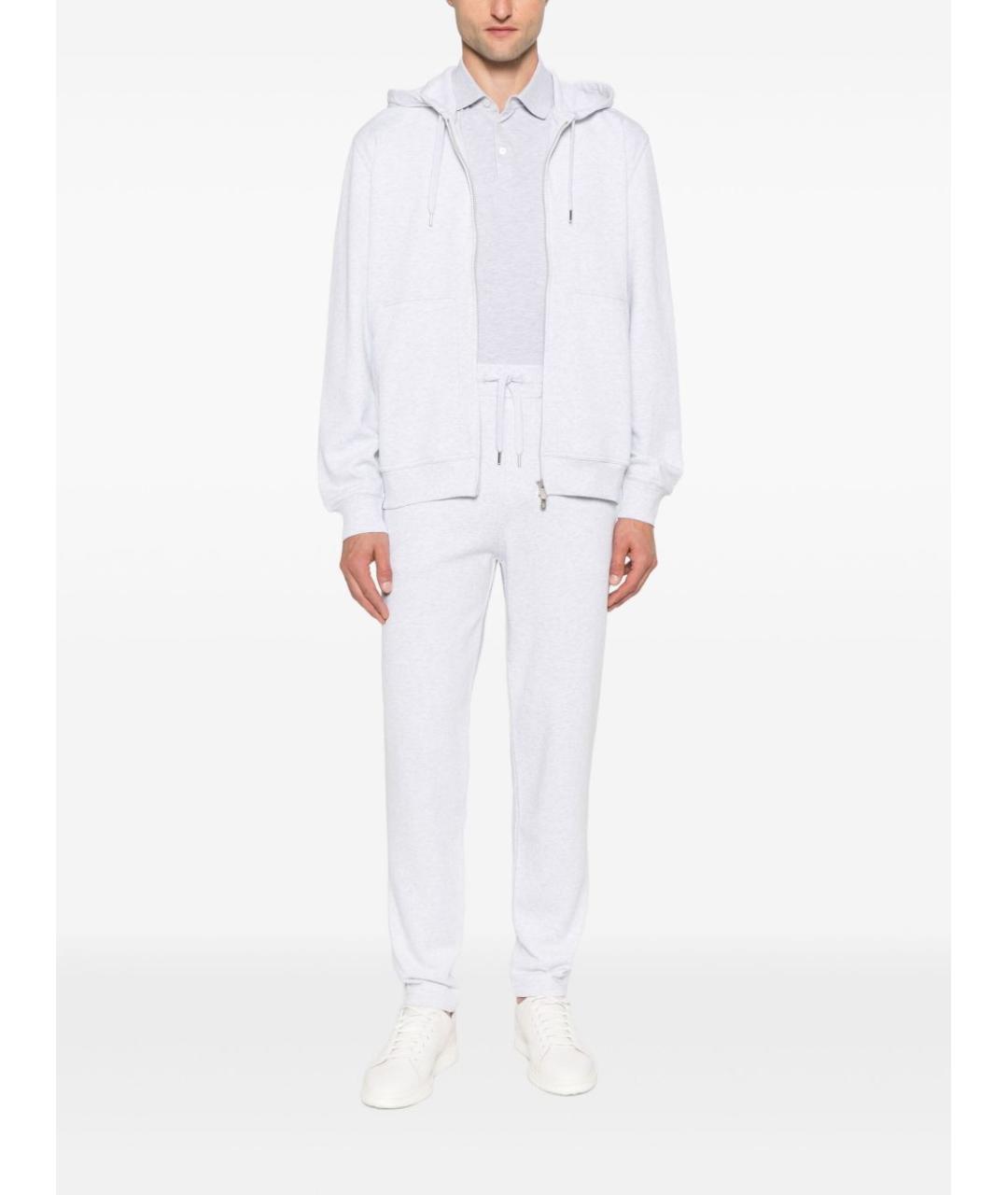 BRUNELLO CUCINELLI Серые хлопковые повседневные брюки, фото 2