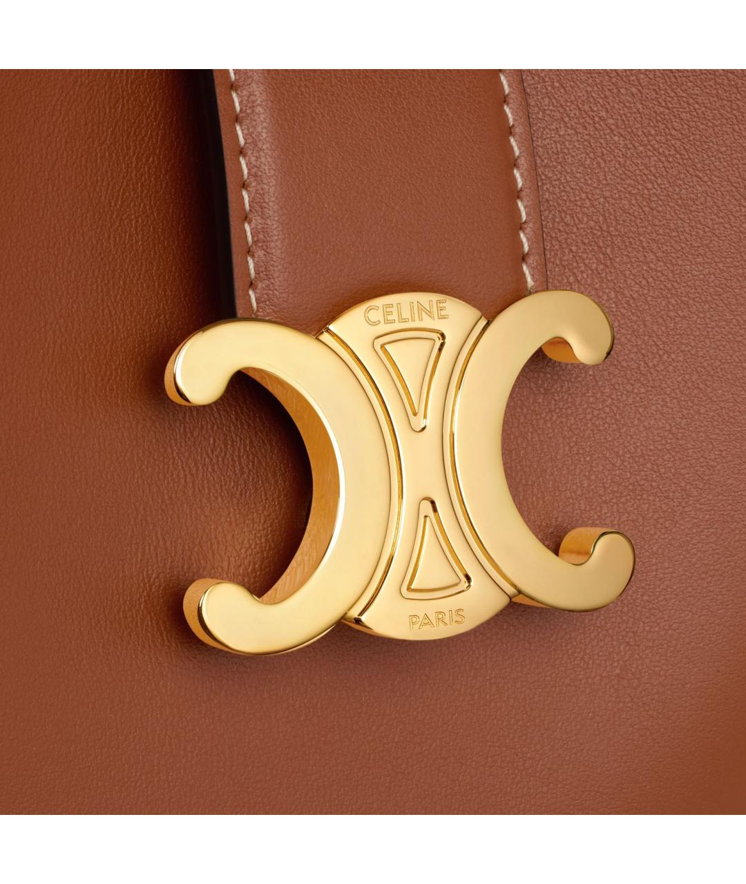 CELINE Коричневая кожаная сумка тоут, фото 5