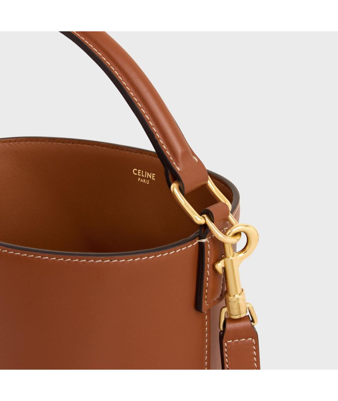 CELINE Коричневая кожаная сумка тоут, фото 4