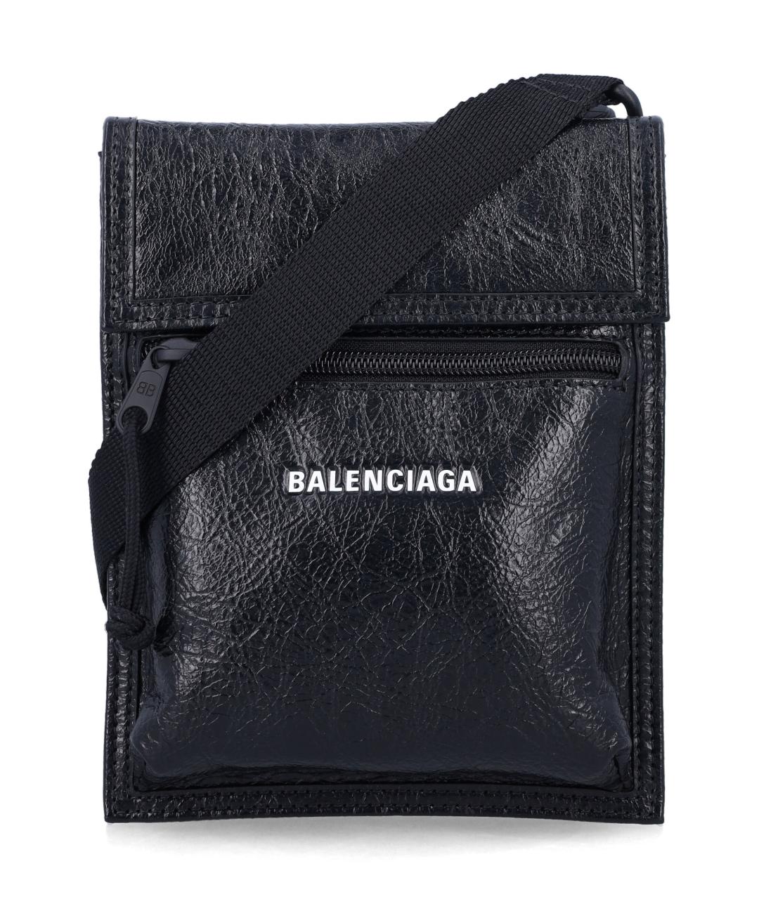 BALENCIAGA Черная кожаная сумка на плечо, фото 1