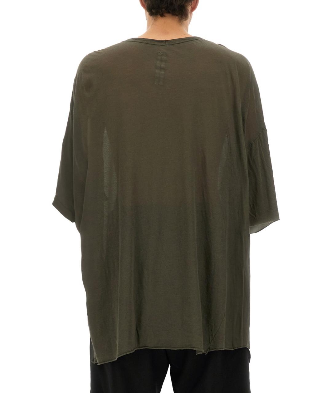 RICK OWENS Хаки хлопковая футболка, фото 3