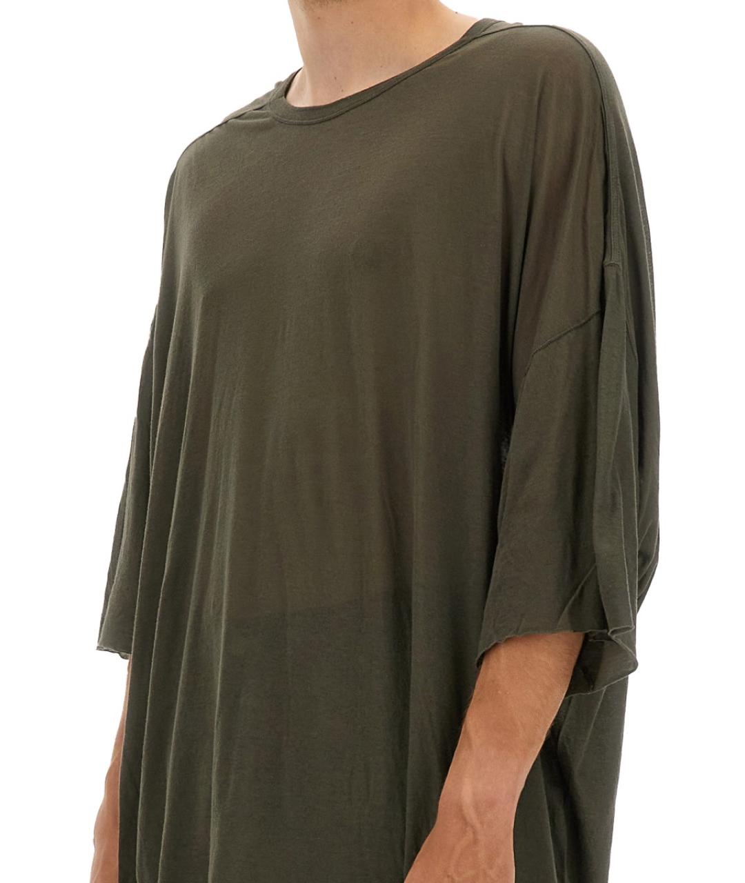 RICK OWENS Хаки хлопковая футболка, фото 4