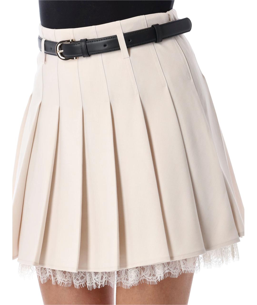 SELF-PORTRAIT Бежевая полиэстеровая юбка мини, фото 3