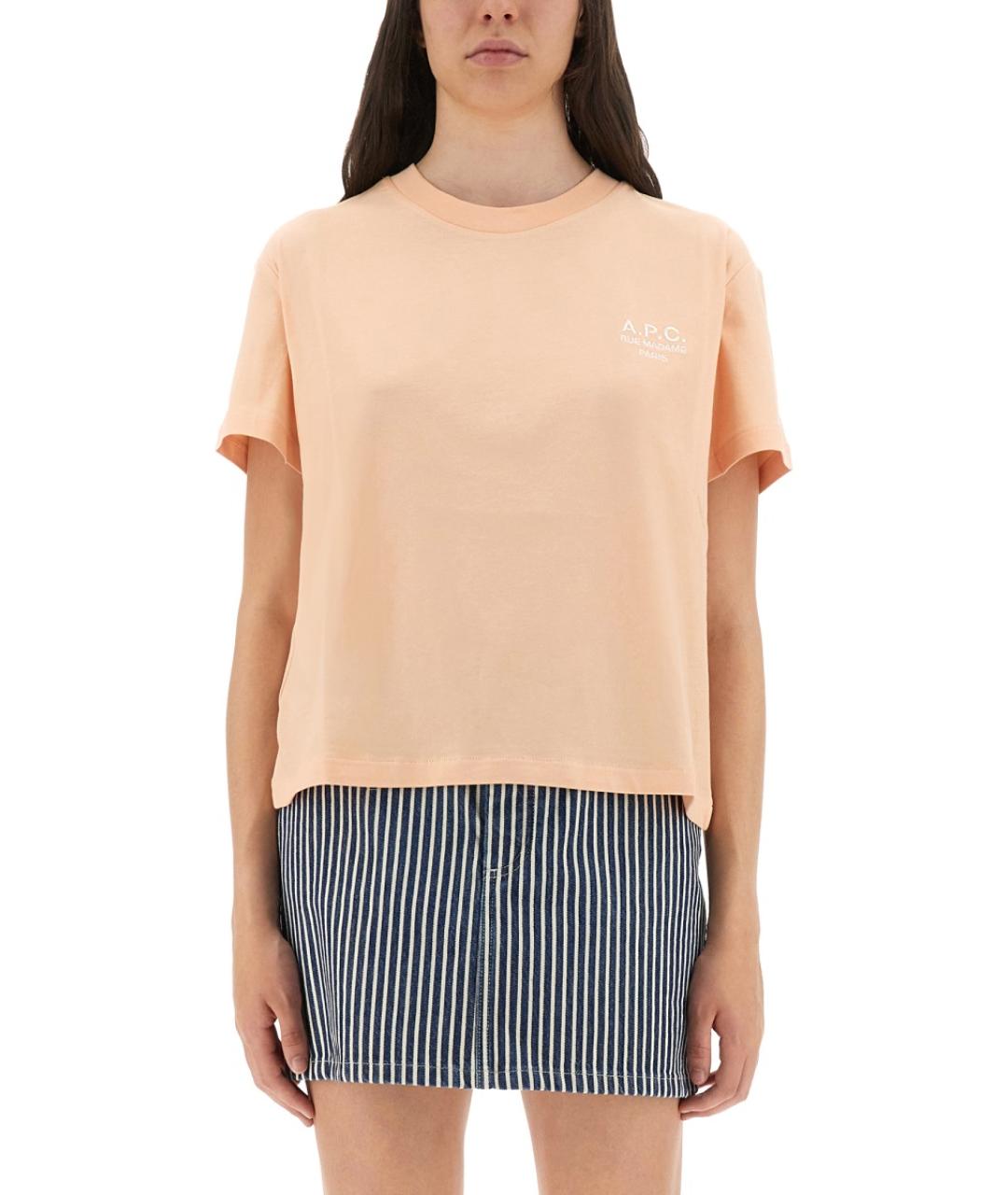 A.P.C. Розовая хлопковая футболка, фото 2