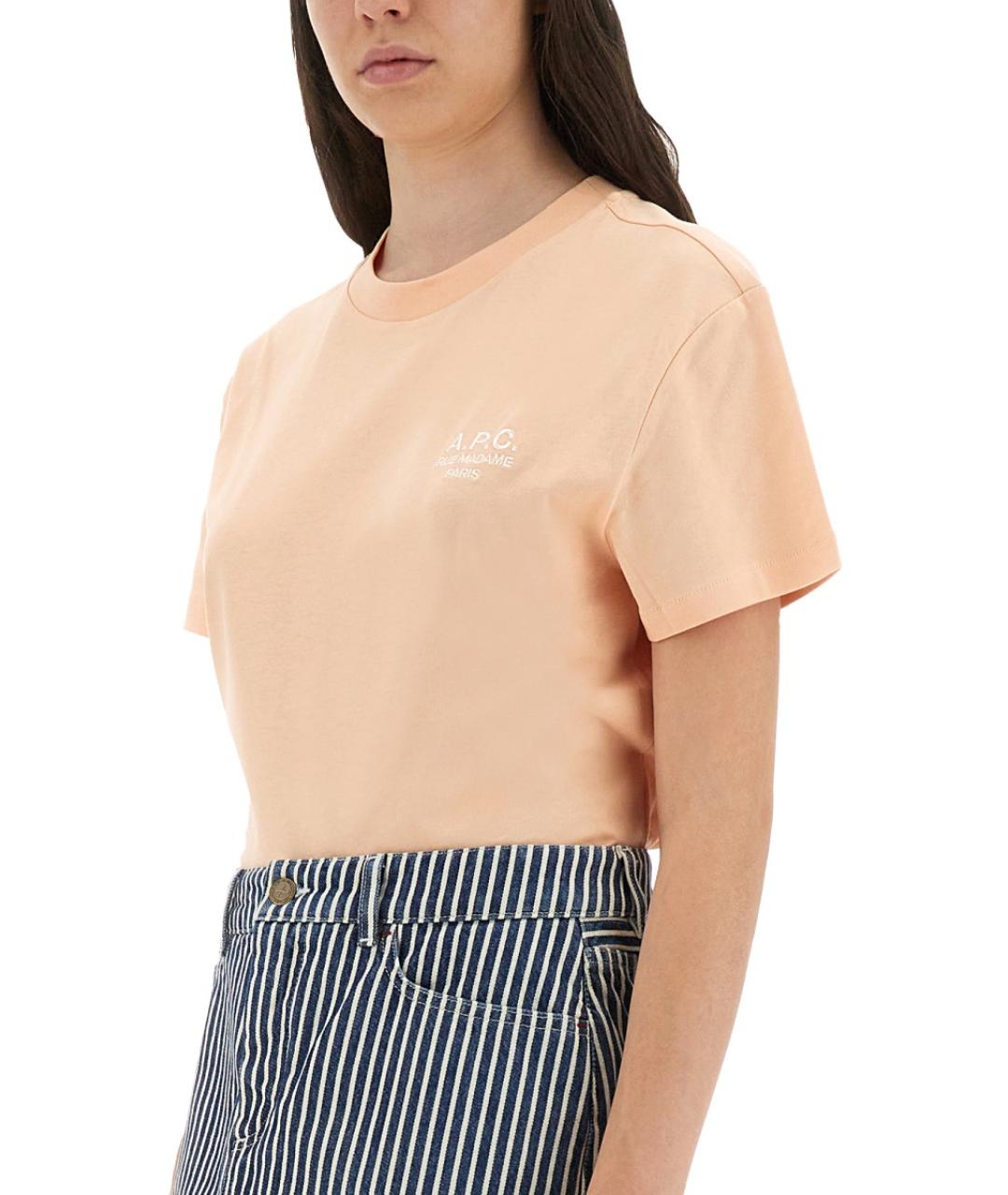 A.P.C. Розовая хлопковая футболка, фото 5