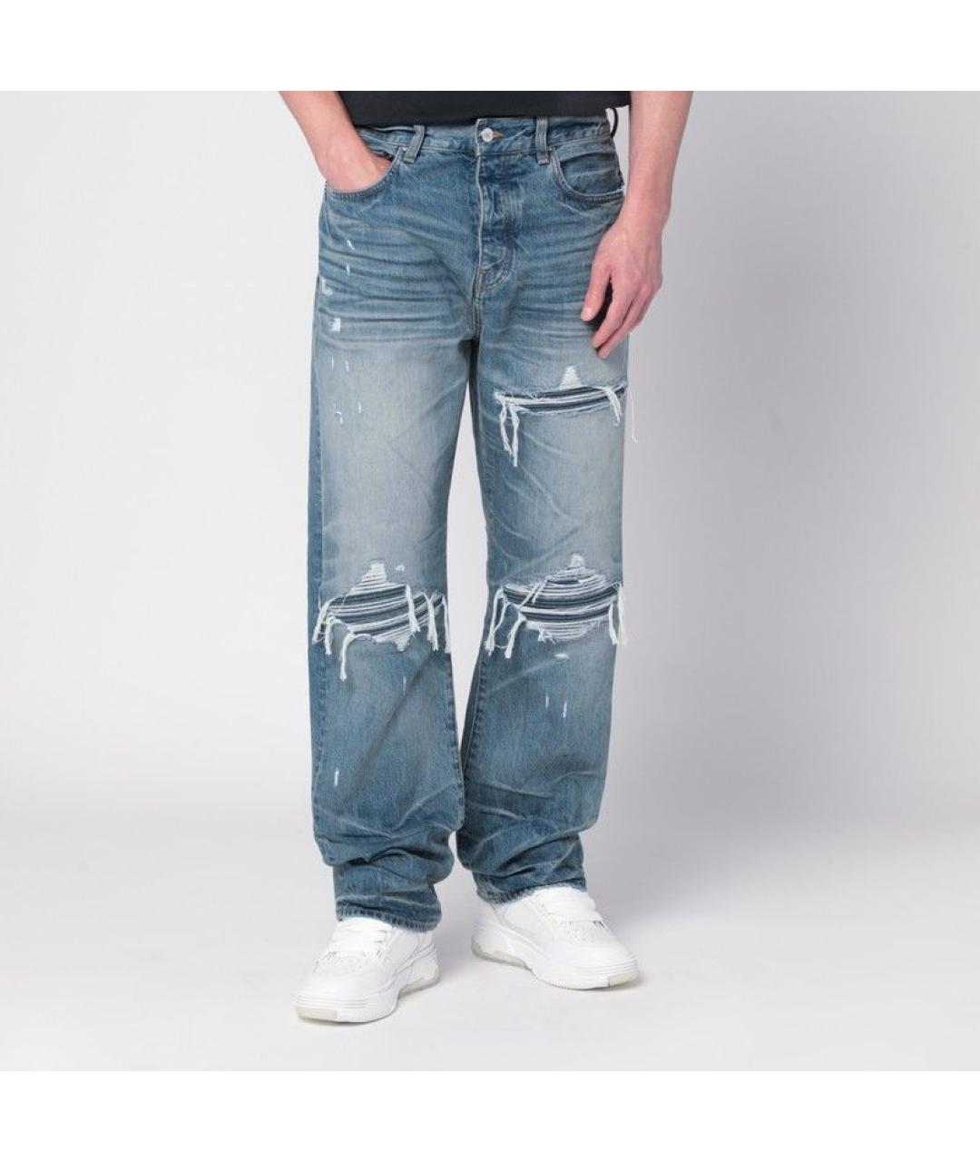 AMIRI Голубые хлопковые прямые джинсы, фото 3