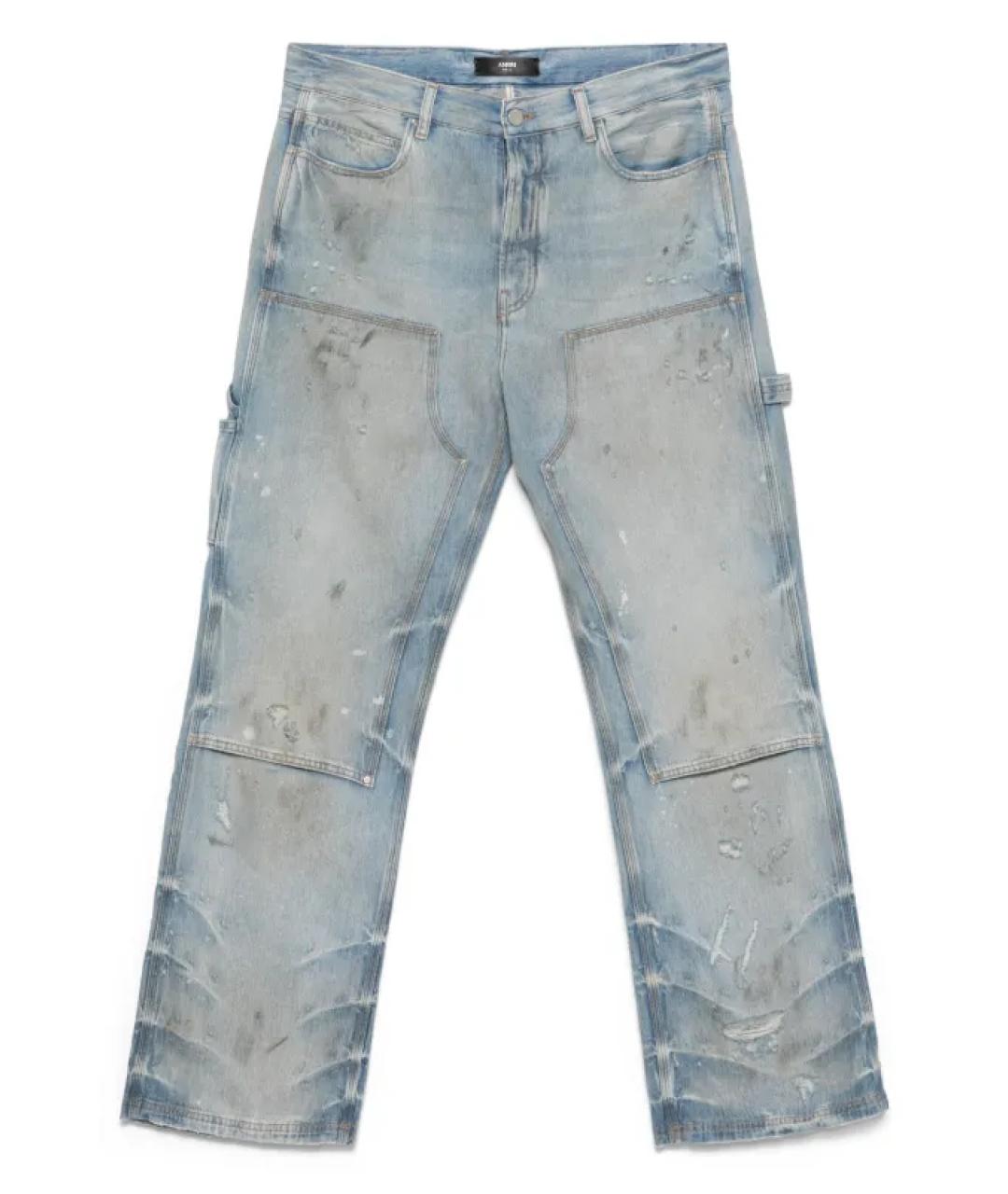 AMIRI Голубые хлопковые прямые джинсы, фото 1