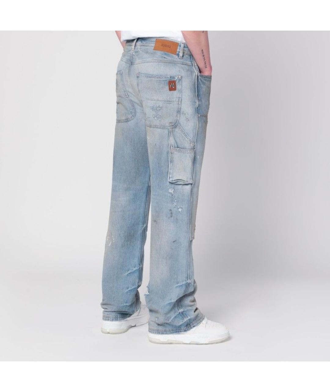 AMIRI Голубые хлопковые прямые джинсы, фото 3