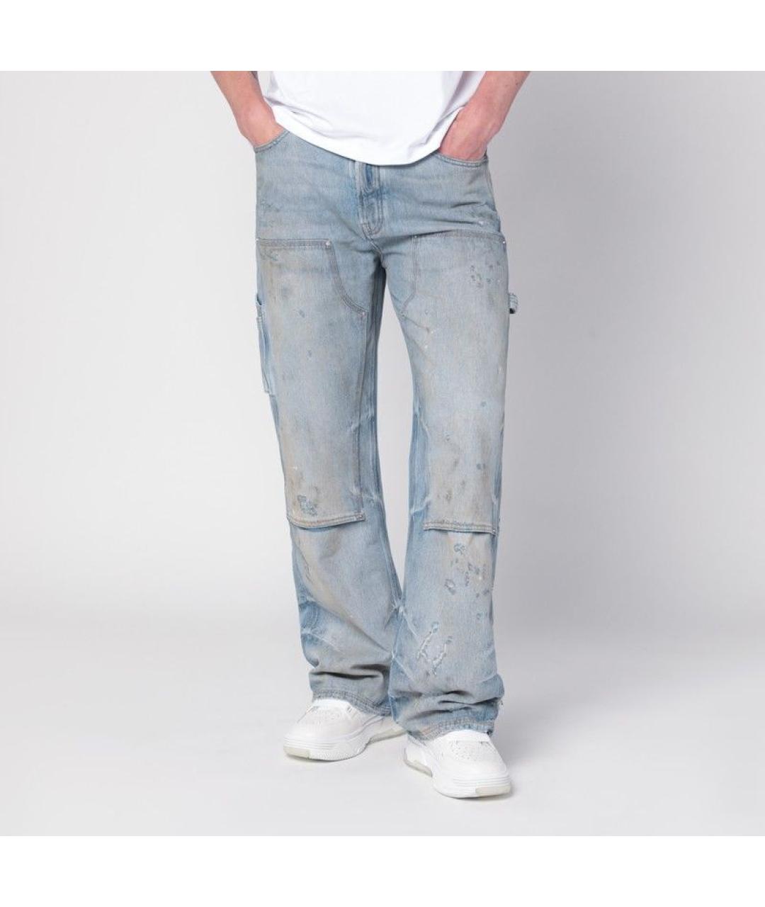 AMIRI Голубые хлопковые прямые джинсы, фото 2