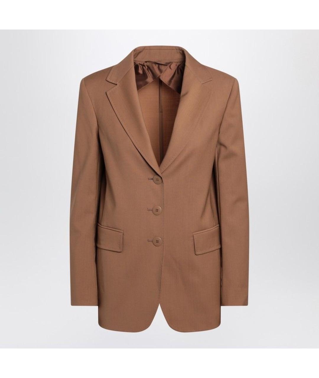 MAX MARA STUDIO Коричневый полиэстеровый жакет/пиджак, фото 3