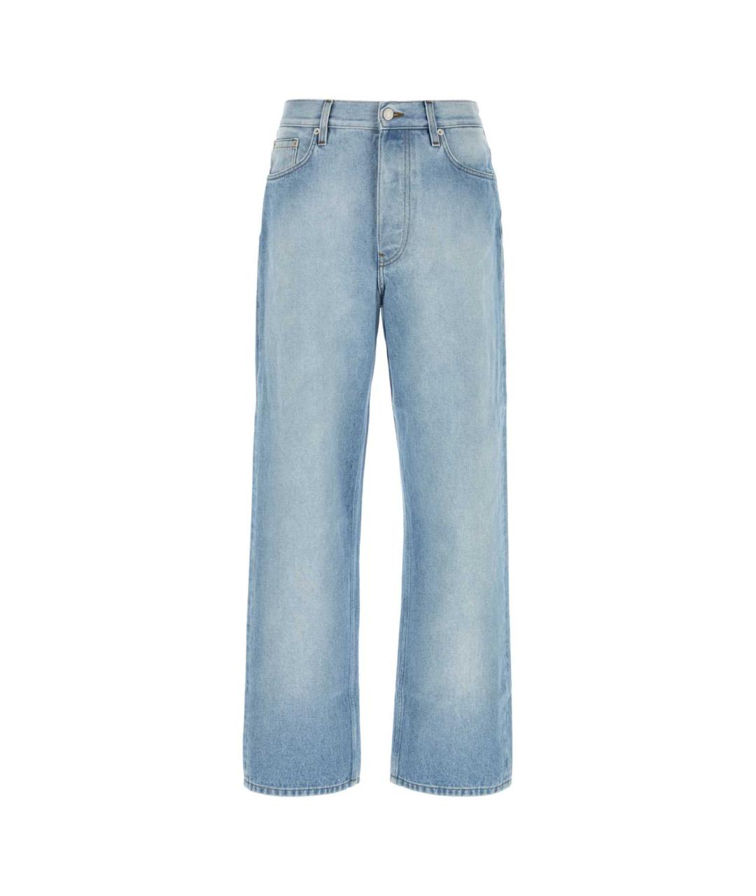 DRIES VAN NOTEN Голубые хлопковые прямые джинсы, фото 1
