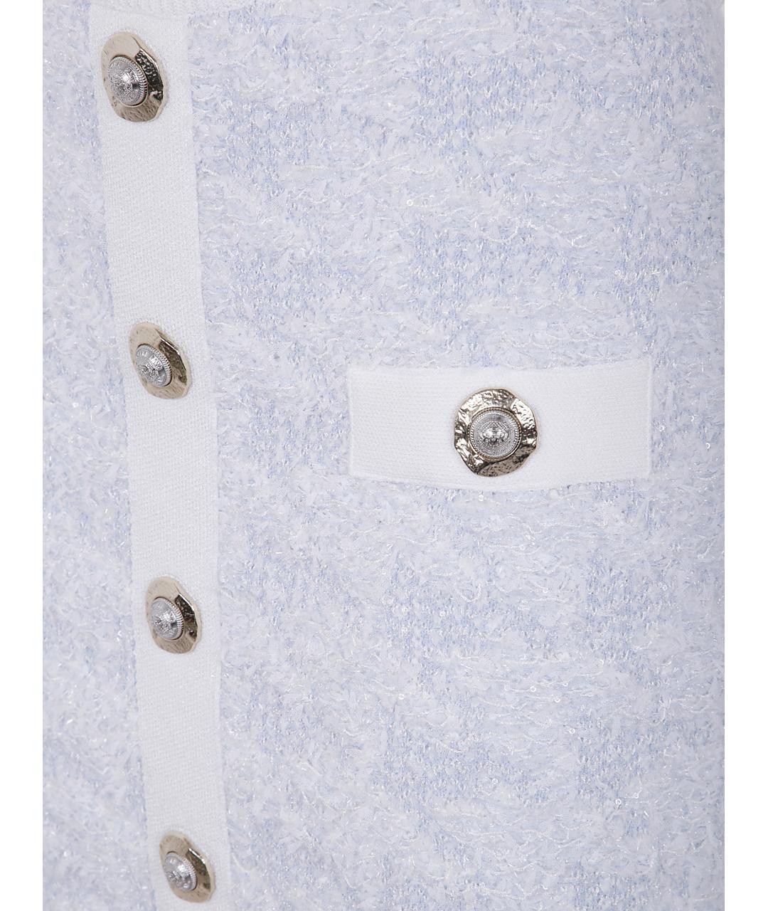 BALMAIN Голубая твидовая юбка мини, фото 3