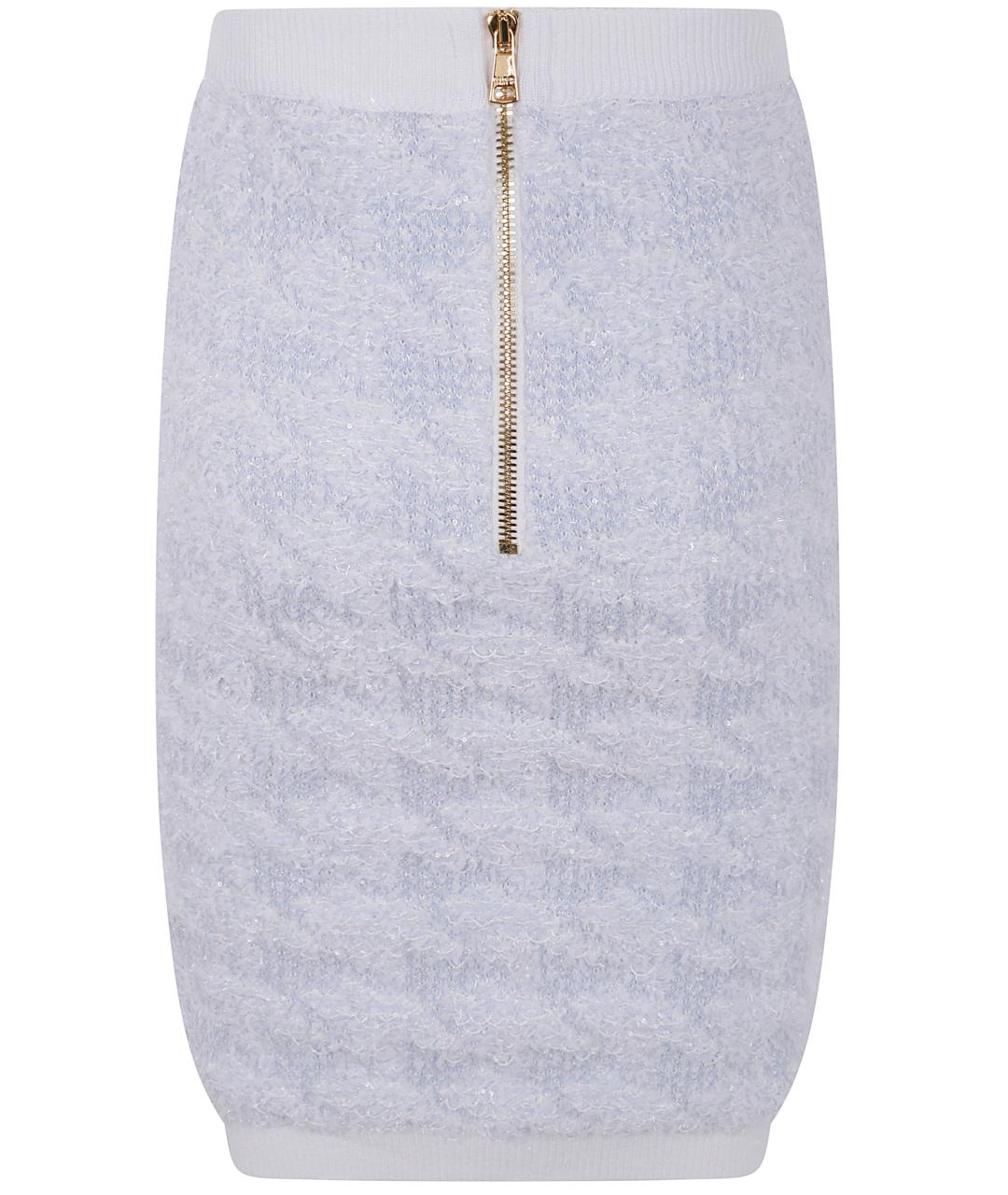 BALMAIN Голубая твидовая юбка мини, фото 2