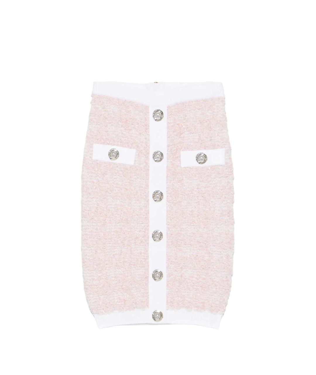 BALMAIN Розовая полиамидовая юбка миди, фото 1