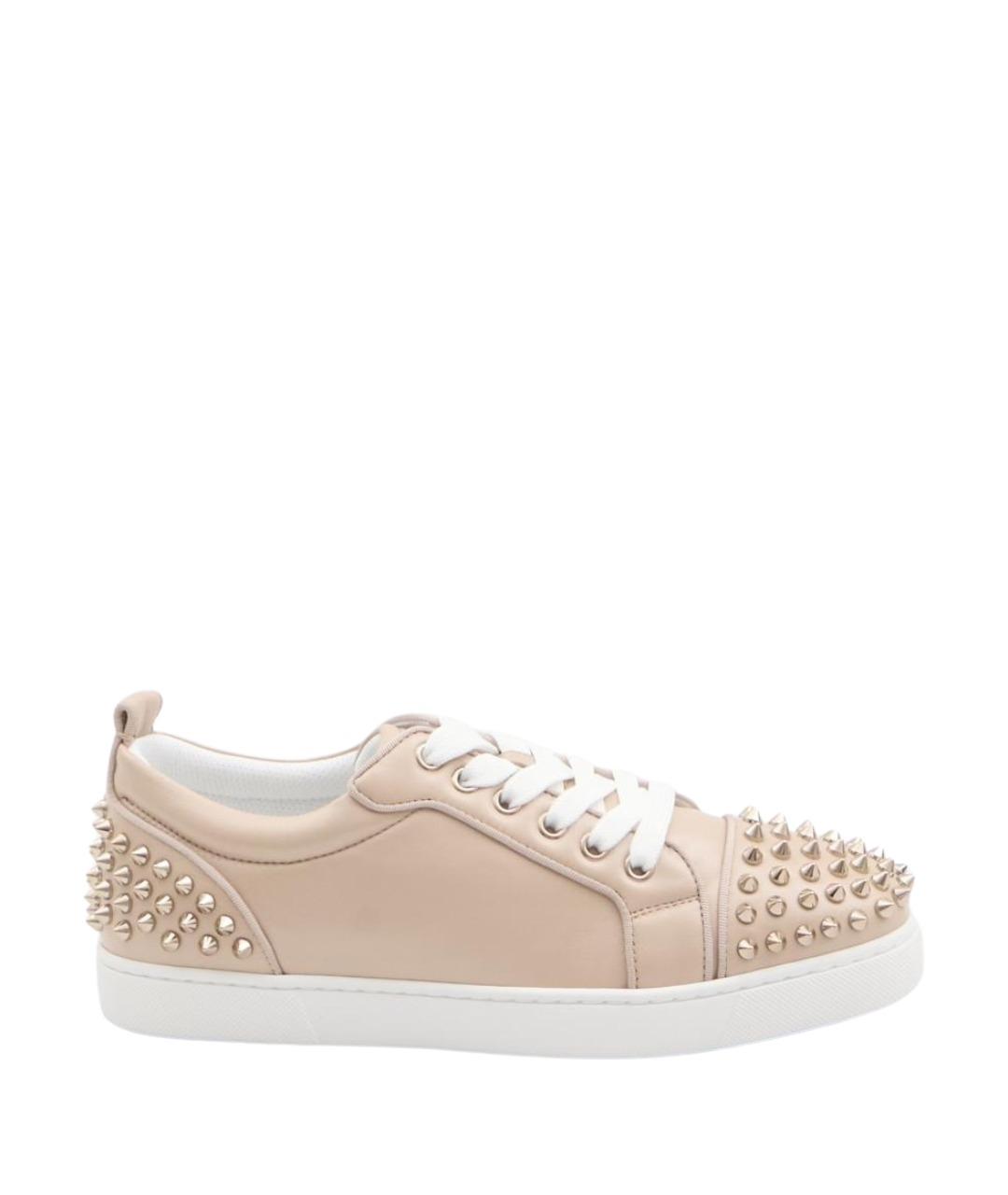 CHRISTIAN LOUBOUTIN Бежевые кожаные кроссовки, фото 1