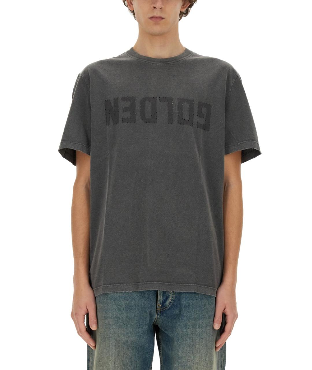 GOLDEN GOOSE DELUXE BRAND Серая хлопковая футболка, фото 2