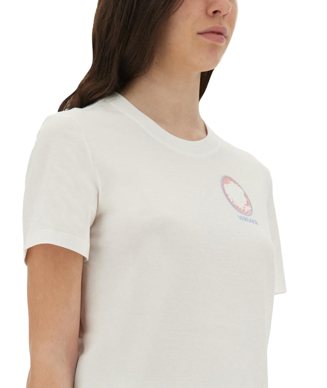 VERSACE Белая хлопковая футболка, фото 4