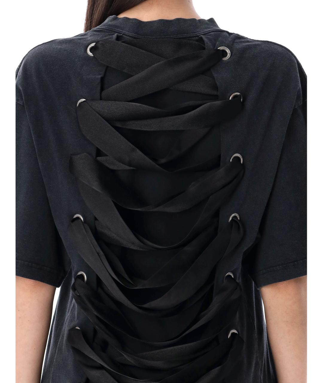 BALENCIAGA Черная хлопковая футболка, фото 4