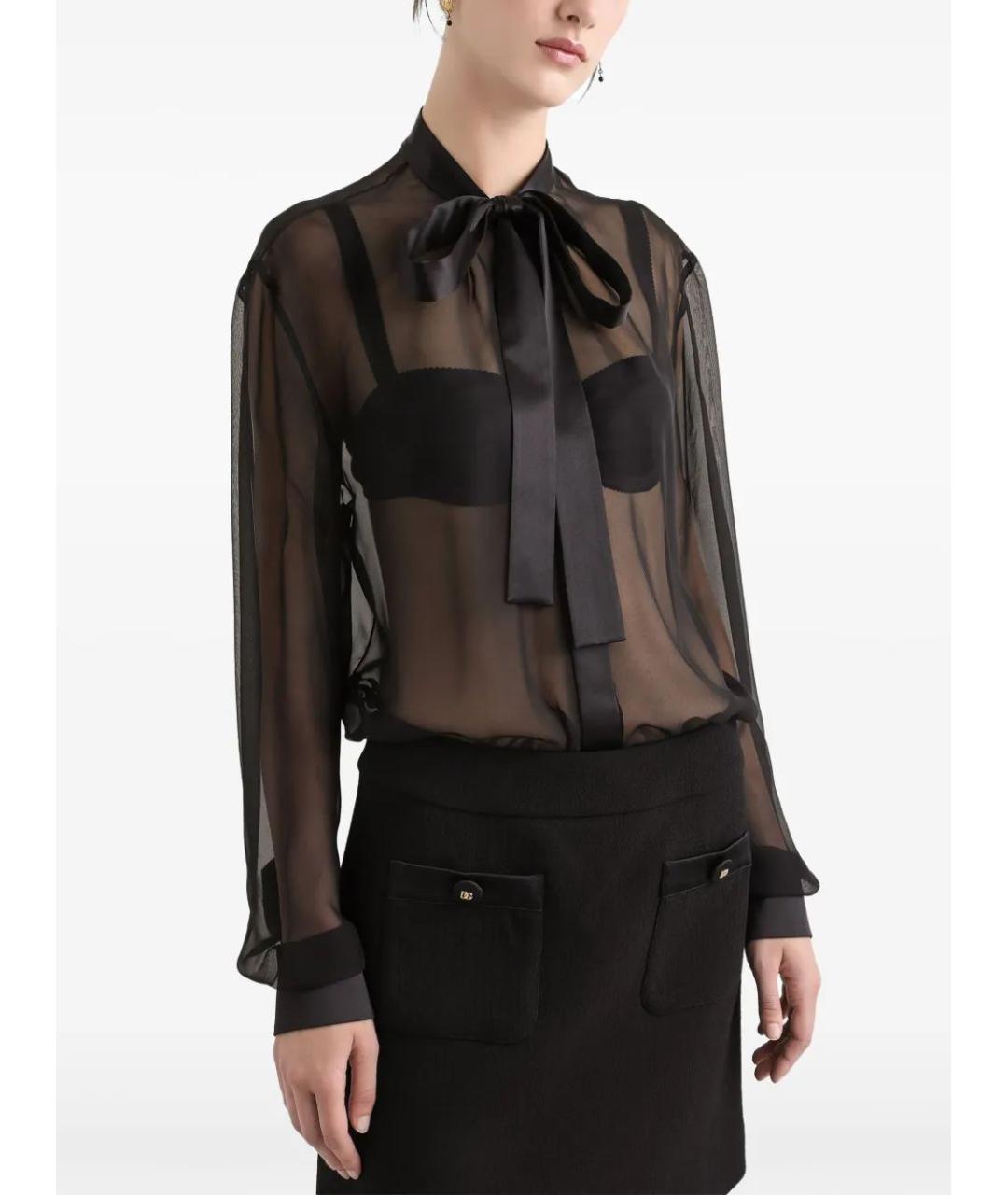 DOLCE&GABBANA Черная шелковая блузы, фото 2