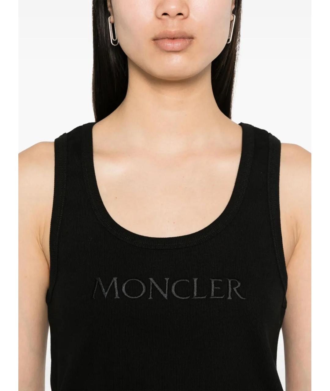MONCLER Черная хлопковая майка, фото 5