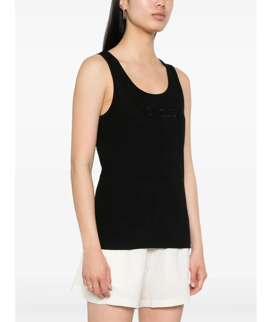 MONCLER Черная хлопковая майка, фото 3