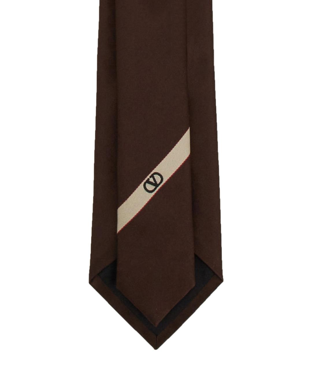 VALENTINO Коричневый шелковый галстук, фото 3