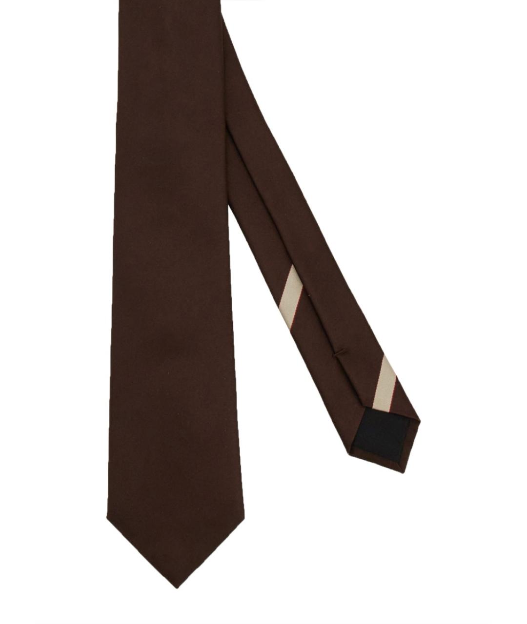 VALENTINO Коричневый шелковый галстук, фото 2